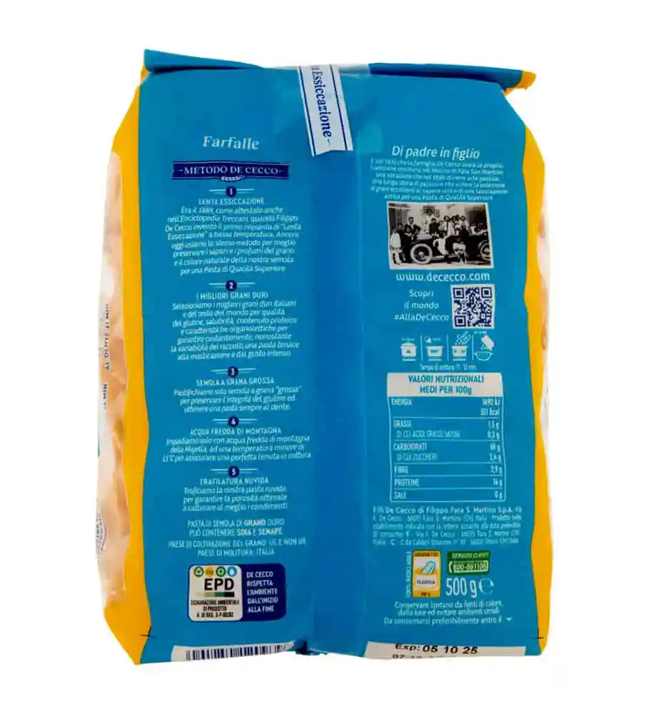 DE CECCO FARFALLE N. 93 500 GR - immagine 2