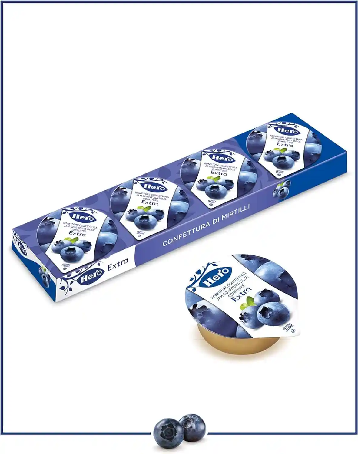 Hero Poker Confettura di Mirtilli, 1 confezioni da 100g (4 monodose x 25 gr)