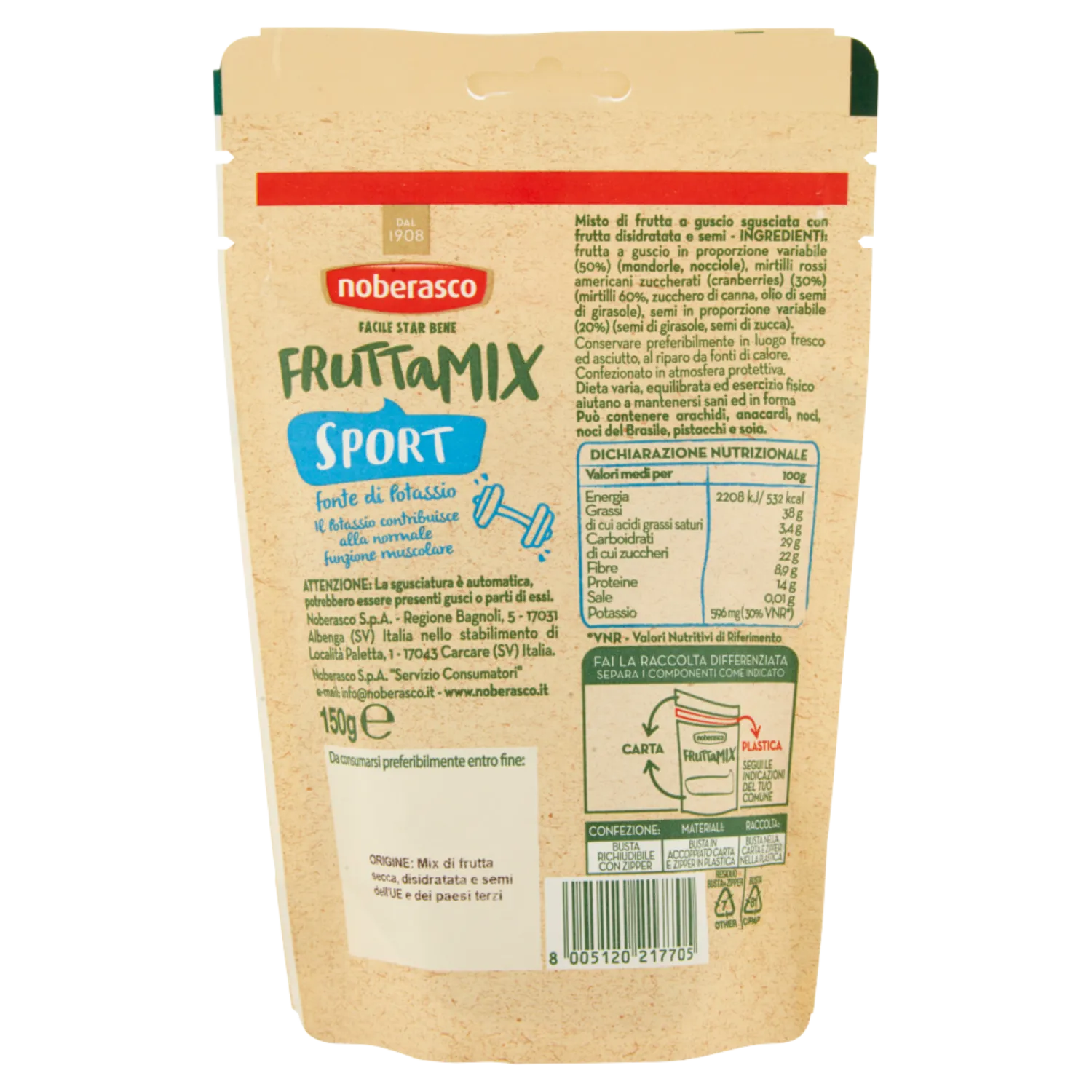 NOBERASCO MIX SPORT FRUTTA 150 GR - immagine 2