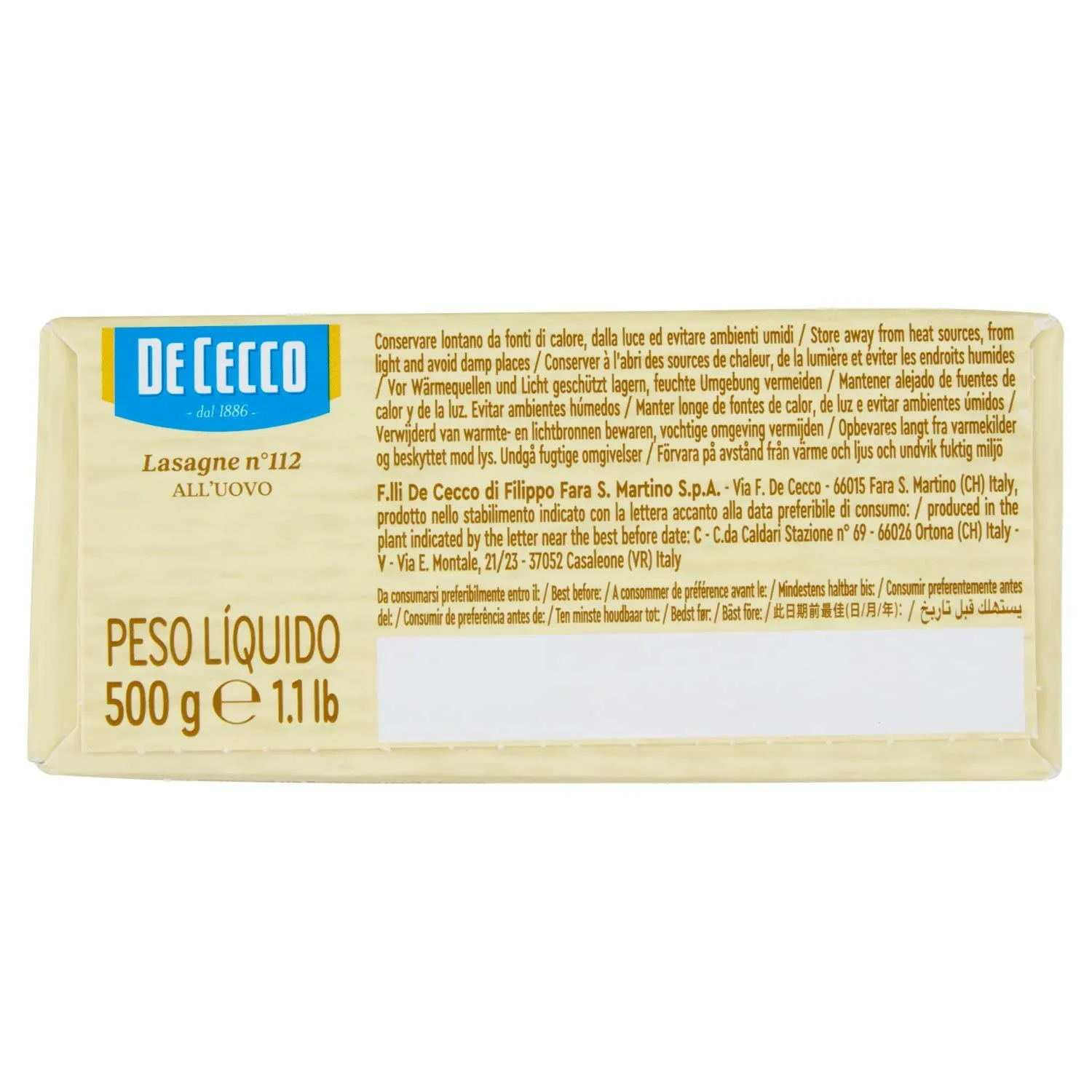 DE CECCO LASAGNA N. 112 ALL’UOVO 500 GR - immagine 4