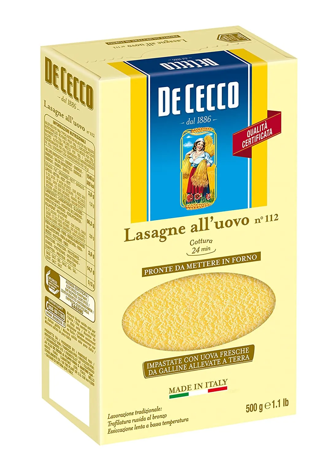 DE CECCO LASAGNA N. 112 ALL’UOVO 500 GR - immagine 5