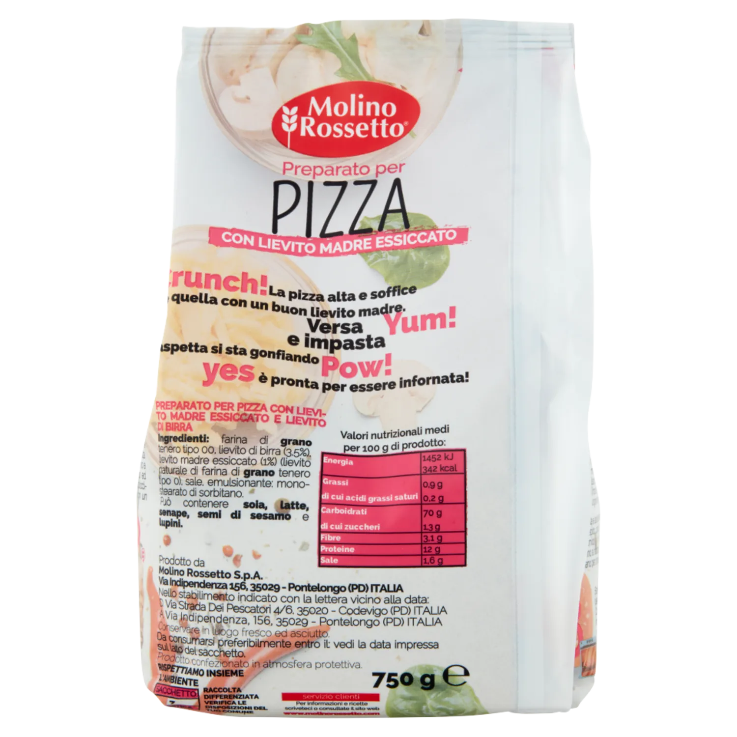 MOLINO ROSSETTO PREPARATO PER PIZZA + LIEVITO MADRE 750 GR - immagine 2