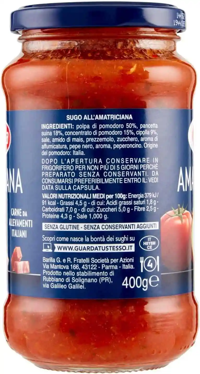 BARILLA SUGO AMATRICIANA 400 GR - immagine 2