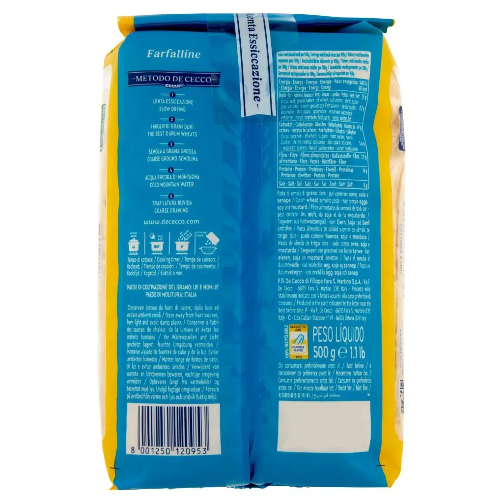 DE CECCO FARFALLINE N. 95 500 GR - immagine 4