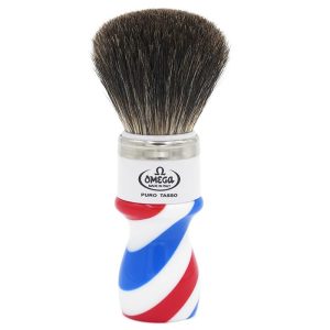 Omega pennello da barba Barber pole in tasso nero