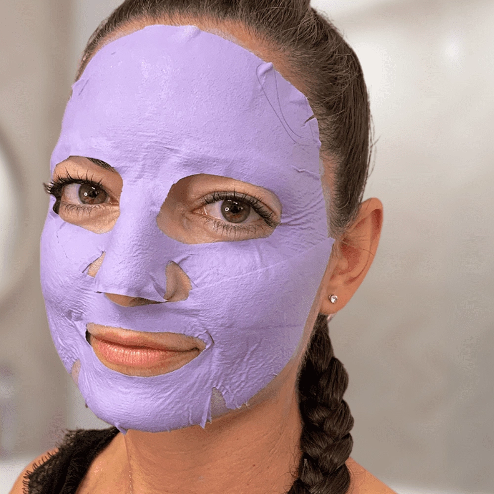 Maschera Viso in Tessuto all’Argilla Viola, Dermo-Equilibrante e Antiossidante 15gr - immagine 4