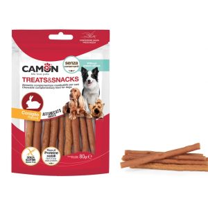 Treats snacks bastoncini al coniglio affumicato 80g – per cani ricompensa – camon