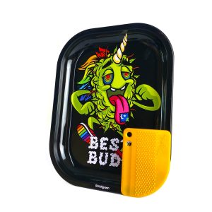 Best Buds Rainbow LSD Vassoio Piccolo 14×18 cm con Grinder Card Magnetica