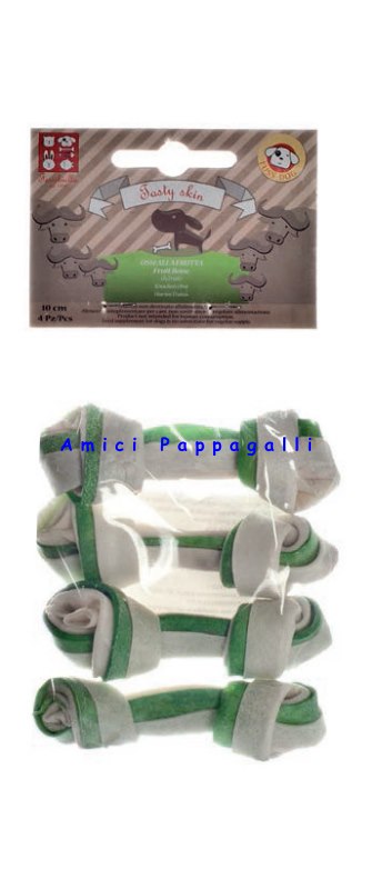 Osso per cani in pelle bufalo nodo bicolore – Snacks