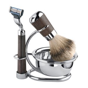 ESTAS – Mod. Wenghè PENNELLO tasso 1ª scelta + bacinella + RASOIO Testina MACH