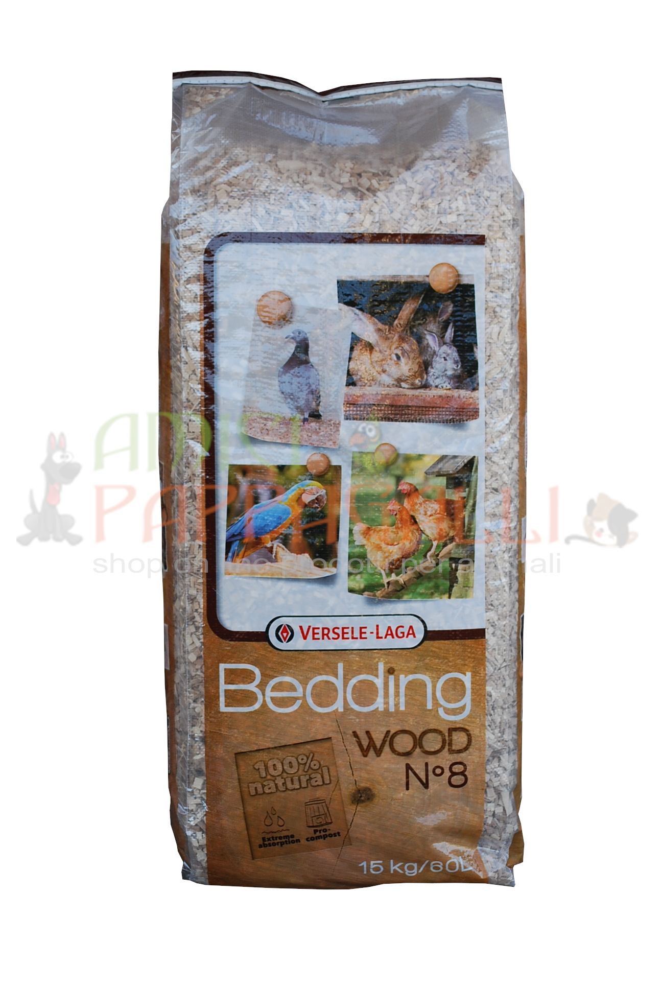 Faggiolino grosso 8 mm 60lt Versele-Laga – lettiera di trucioli di faggio da mettere all’interno dei nidi degli uccelli