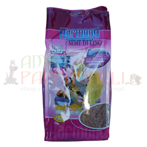 Harmony Semi di Lino 1kg – seme per canarini, esotici, ondulati, parrocchetti, pappagalli e onnivori