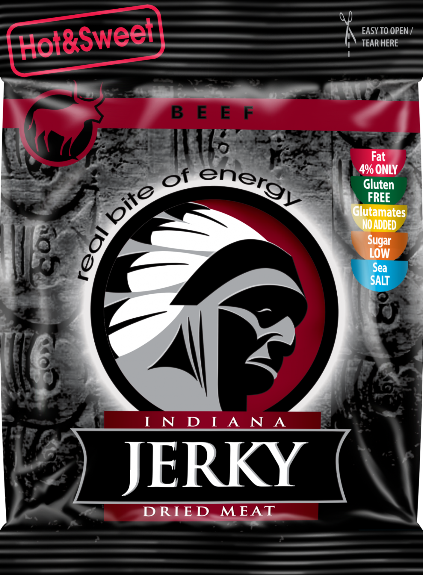 Indiana Jerky Beef Hot&Sweet, carne secca di manzo dolce e piccante 25g