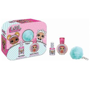 COFANETTO LOL SURPRISE SET REGALO BAMBINA Smalto+Eau de Toilette+Pompon Portachiavi