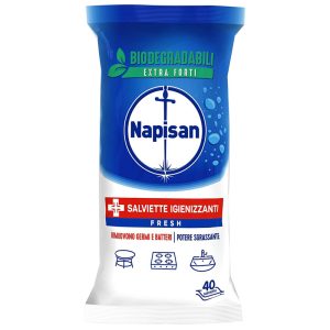 NAPISAN Salviette Multisuperfici Biodegradabili Igienizzanti Fresh – 40 pz