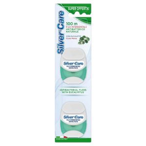 SILVER CARE FILO INTERDENTALE denti NATURALE con Eucalipto Gusto Menta 100m