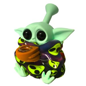 Urban Crew Alien Smiley Bong in Silicone 13cm con Pezzi Rimovibili