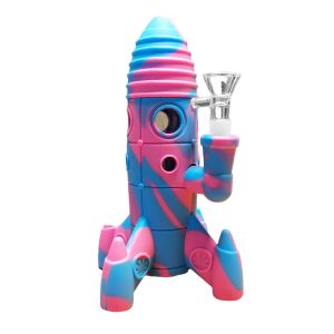 Urban Crew Pink/Blue Missile Led Bong in Silicone 20cm con Luce Led Interattiva