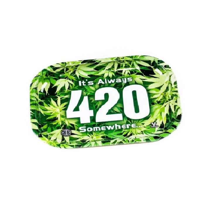 V-Syndicate 420 Leaves Rolling Tray | Vassoio per Rollare in Metallo Medium