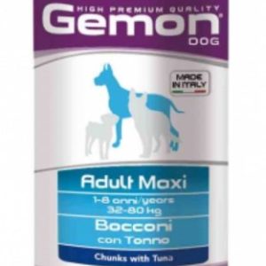 Gemon Dog  Bocconi con Tonno Adult Maxi 12x1250g –  scorta per cane alimento umido