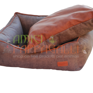 Camon Cuccia rettangolare marrone, divanetto in tessuto per cani, in similpelle