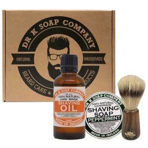 DR K Soap Company KIT DA BARBA E RASATURA olio rasatura + sapone solido + pennello “Mondial”