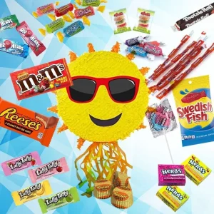 Pinata Sole grande con snack brand americani
