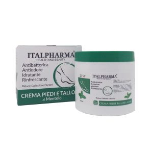 ITALPHARMA CREMA PIEDI E TALLONI AL MENTOLO ANTIODORE RINFRESCANTE IDRATANTE ANTIBATTERICA 250ml