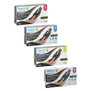 SMILEX SKIN Guanti in nitrile monouso senza polvere – nero/black